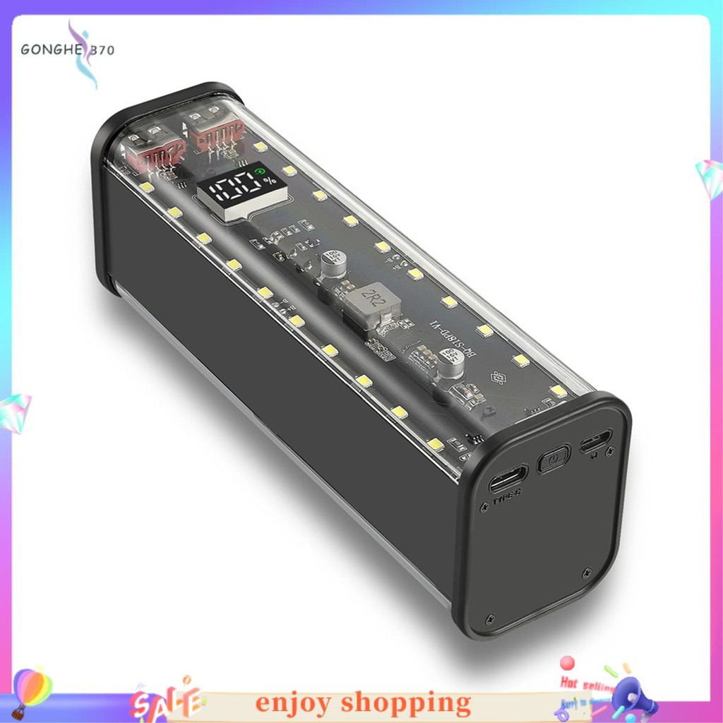21700 DIY 移動電源盒支持 4x21700 電池 PD20W 移動電源盒 LED 屏幕透明電池存儲外殼