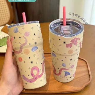 星巴克吸管304不鏽鋼水杯保溫杯高顏值新款杯子冰霸杯咖啡杯500ml/yhju
