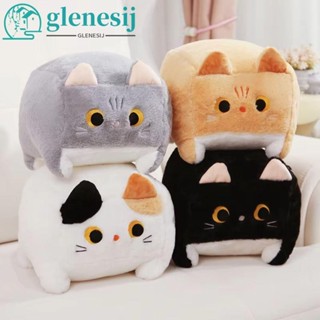 GLENESIJ方形貓絨毛玩具,柔軟坐墊毛絨娃娃黑貓枕頭,絨毛玩具卡哇伊積木貓小貓絨毛玩具