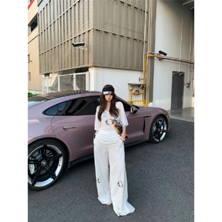 【HOT 本舖】 ！寬鬆顯瘦短袖T恤上衣女美式辣妹慵懶運動褲休閒闊腿褲套裝