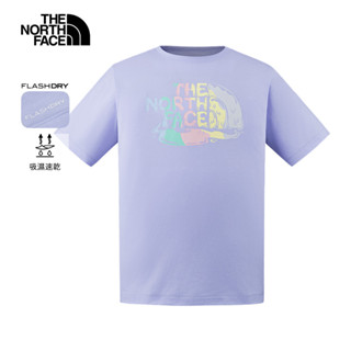 The North Face北面男女款紫色吸濕排汗品牌印花短袖T恤｜8GZ40VI 排汗衫