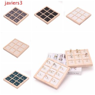 JAVIERS耳環戒指收納盒,9格戒指支架盒木製珠寶展示道具,純色款戒指展示架結婚戒指盒