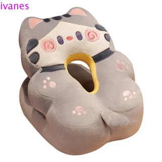 IVANES01貓辦公室午睡枕,毛絨&冰絲保暖暖手抱枕,卡通雙面超柔軟貓枕頭毛絨玩具女性禮物