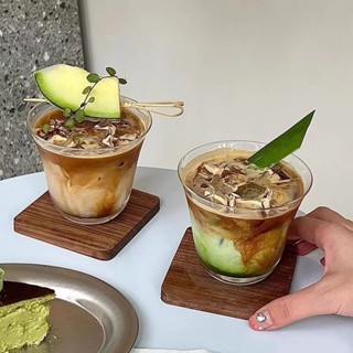 D0529-ins闊口冰美式咖啡杯 280ml 簡約拿鐵杯 輕薄無鉛水晶玻璃杯 家用鷄尾酒杯 夏日可循環咖啡杯