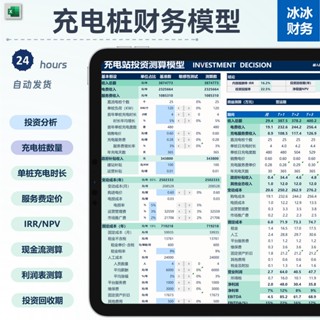Excel財務|新能源充電樁充電站財務模型EXCEL表格範本投資決策分析|支援繁體