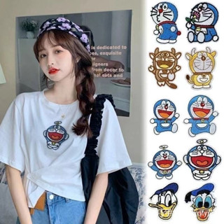 PATCH 布貼 補丁貼 自粘卡通補丁貼哆啦A夢刺繡貼衣服補丁破洞修補裝飾布貼貼衣服