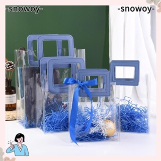 SNOWOY透明手提袋,透明方形手柄透明購物袋,全新PVC藍色防水收納袋