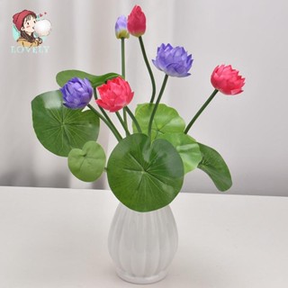 人造花蓮花花束逼真的絲綢/塑膠假花家居裝飾用可彎曲線莖逼真的花朵多色插花