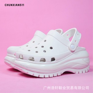 [現貨促銷]Croc 光輪 時尚洞洞鞋 涼鞋女士夏季休閒鞋 鏤空果凍鞋 包頭透氣防滑沙灘防水 厚底拖鞋 懶人拖鞋 0