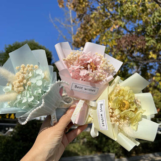金莎花束 花束 畢業花束 乾燥花永生繡球花薔薇滿天星小花束耶誕元旦生日節日伴手禮擺拍道具