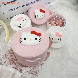 【RisingSunTy】可愛卡通蝴蝶結Hello Kitty圓形戒指耳環盒豪華防塵髮飾包裝展示便攜收納盒