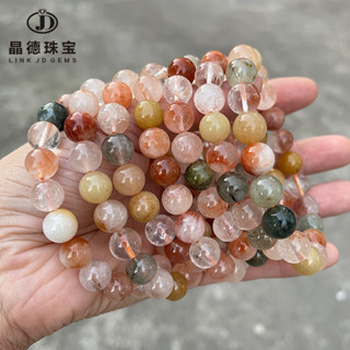 免費開光🧧祈福開運 3A天然紅兔毛水晶手串女時尚簡約多寶發晶圓珠手鍊批發 DIY手串 辟邪 平安 轉運 招財