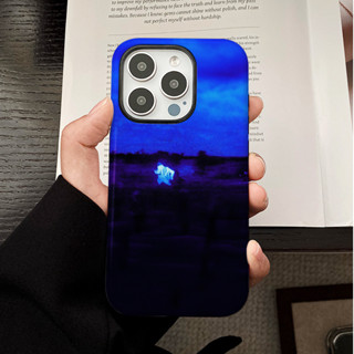 藝術感黑色的地藍色的天 矽膠13 16 11 15 Pro保護殼磨砂殼相容iPhone 16 15 14 13 12 1