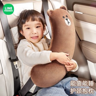 LINE FRIENDS 熊大 布朗熊 業車用安全帶護肩套車上後排防勒脖抱枕靠枕睡枕頭汽車後座睡覺神器ZX