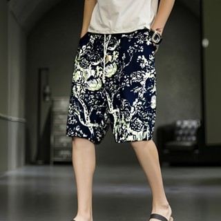 泰式潮流男短褲夏季五分褲度假休閒6.3印花沙灘褲傣族海灘男士花褲子