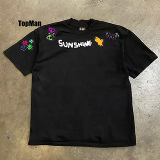 TopMan 男生短袖 男t恤 純棉 重磅 sunshine字母領印花潮t JSM 短袖上衣