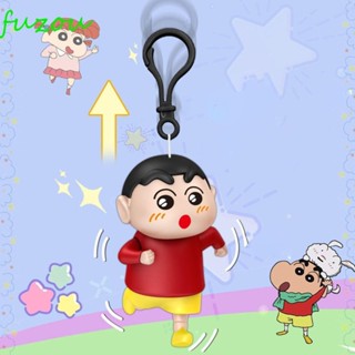 FUZOU拉繩玩具掛件,可動的手和腳日式風格跑步蠟筆小新鑰匙扣,飾品塑膠可移動卡通鑰匙圈