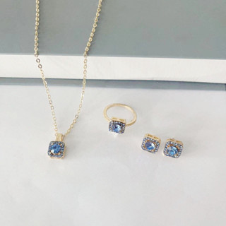 【限時特價】✨如懿閣 ✨項鍊戒指耳環三件式 方形歐美網紅時尚女版簡約ins 項鍊戒指耳環三件式