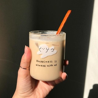 D0529-ins卡通狗狗玻璃杯 牛奶杯 可愛卡通杯子 果汁杯 顔值超高又可愛的杯子 學生牛奶泡燕麥杯子