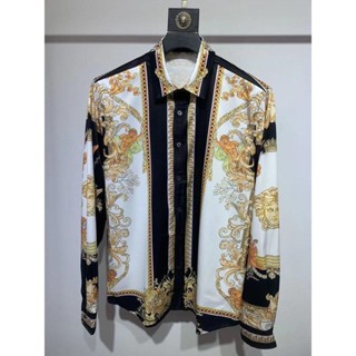 VERSACE1478 襯衫時尚潮男緊身印花美杜莎襯衫男花色長袖襯衫