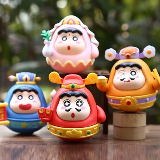 4 件/套 8-9 釐米動漫蠟筆小新財富之神野原忍不倒翁吉祥物 Q 版 PVC 可動人偶模型娃娃玩具