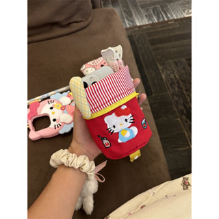 ⊱折疊文具盒⊰ 現貨 可愛kitty刺繡水桶手提包 筆袋 手機包化妝刷收納便攜折疊隨身包