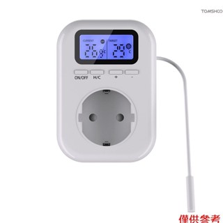 Winn 家用智慧插座液晶顯示屏帶藍色背光溫度控制插座電流溫度目標溫度顯示 °C °F 可調節家用電動