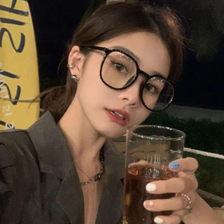 半匡眼鏡 半框眼鏡 無框眼鏡 眼鏡框 眼鏡防滑 黑框眼鏡 黑框眼鏡防藍光女防輻射護眼適合圓臉的大框平光鏡顯臉小近視鏡框