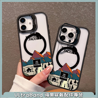個性潮牌北面 磁吸手機殼 鏡頭隱形支架 iPhone 17 16 15 14 13 12 Pro Max 全包防摔手機殼