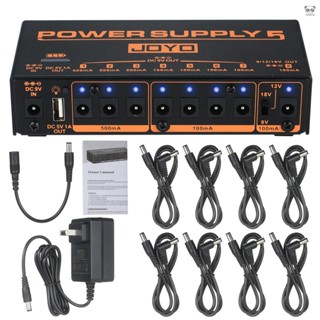 JOYO JP-05 8路獨立輸出效果器電源 帶USB介面 配電源適配器+8電源線+1反極性轉換線 黑色 美規 100-