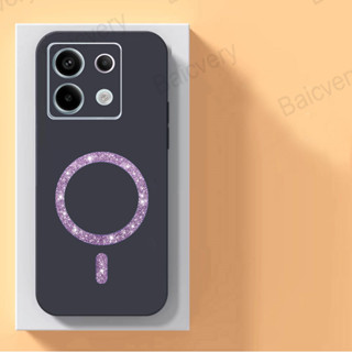 Redmi Note 14S 4G 2025 黑色軟矽膠手機殼保護後蓋帶磁性無線充電貼紙手機殼