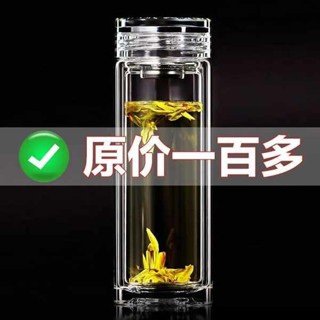 兒童水杯 咖啡隨行杯 水晶級雙層玻璃杯耐熱防爆耐高溫水杯家用便攜高檔透明保溫泡茶杯