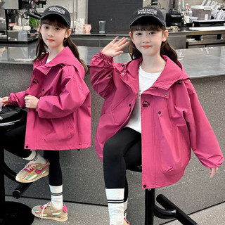 衝鋒外套 衝鋒戰士 衝鋒外套女 女大童衝鋒衣外套春秋2025新款洋氣春裝爆款女孩休閒連帽戶外上衣