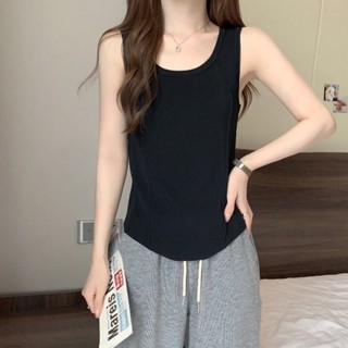 現貨200克人棉魚骨吊帶背心女春夏季簡約修身純色無袖內搭打底上衣潮