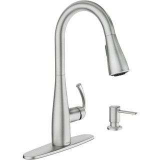 Moen Essie 現貨電阻不銹鋼下拉式噴霧器廚房水龍頭套裝帶皂液器 - 陞級您的廚房水槽