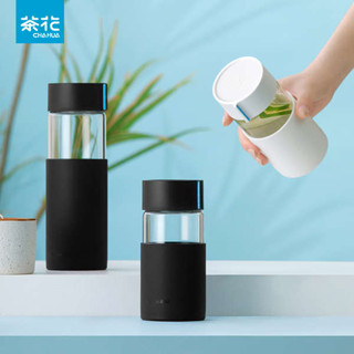 隨行杯 環保杯 茶花玻璃水杯男玻璃杯便攜咖啡杯極簡夏季隨行杯子辦公室泡茶杯