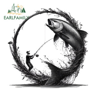 EARLFAMILY 鯰魚灰色調汽車貼紙個性防水 JDM 貼花適用於摩托車滑板不倒翁擋風玻璃筆記本電腦