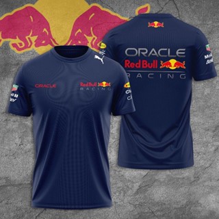 RED BULL 男式甲骨文紅牛賽車 F1 Team Telcel Rauch 3D 印花 T 恤休閒夏季襯衫短襯衫 T