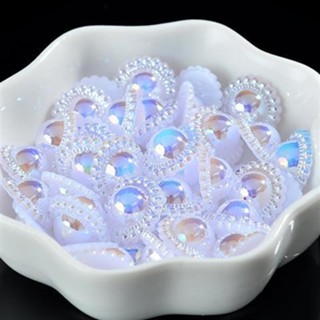 13mm 50顆幻彩半麵太陽花仿珍珠和風古風髮飾手工配飾diy材料包[llw]