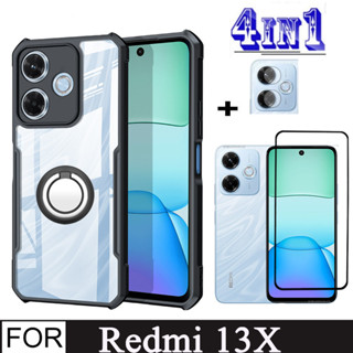 Redmi 13x 防震手機殼適用於 Redmi 13 Redmi A5 4 合 1 相機鏡頭鋼化玻璃螢幕保護膜 + 手