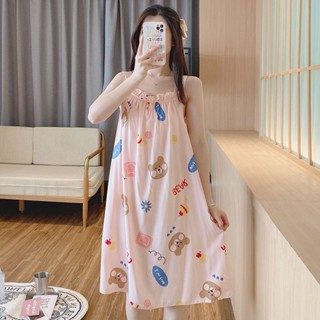 《現貨下單》新ins風睡裙夏季吊帶睡衣純棉女家居服印花甜美公主可愛大尺碼綿綢