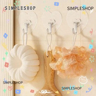 SIMPLESHOP 1/10PCS 心形掛鉤,自粘免打孔牆門衣架,透明廚房浴室配件壁掛式帽子架