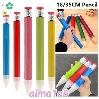 ALMAA巨型鉛筆,木製的18/35CM大鉛筆,有趣的禮物新奇玩具用橡皮擦效能道具大木鉛筆學生