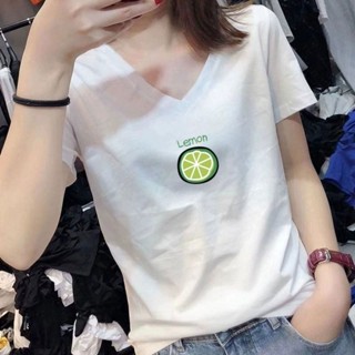 衣時尚 大碼上衣 短袖T卹 印花T卹 T恤衫中大尺碼 M-4XL新款V領白色短袖寬鬆雞心領百搭印花上衣體恤衫-4108.