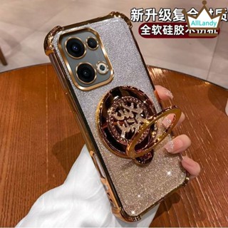 發財閃粉旋轉陀螺支架 全包鏡頭手機殼 適用 OPPO Reno 12 pro Reno10pro+ Reno11 pro