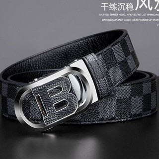新品現貨奢侈男士皮帶真皮自動扣商務潮流頭層高階腰帶潮格子時尚休閒20250607