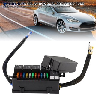 TIMEKEY 12V 40A 汽車自動繼電器盒雙預接線保險絲和繼電器盒,帶 11 個 ATC/ATO 刀片保險絲 5-