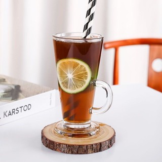 咖啡杯 冷飲杯 果汁杯 美式拿鐵杯透明玻璃杯耐熱水杯加厚杯子家用喝水帶吸管果汁飲品杯