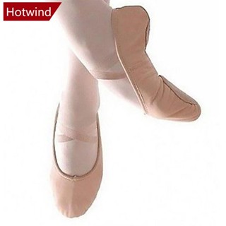 HOTWIND成人兒童帆佈軟芭蕾舞鞋拖鞋足尖體操鞋-肉粉色A9V7