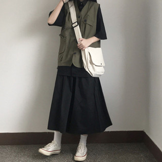 《現貨下單》2025年夏裝新款日系工裝馬甲套裝女潮韓版襯衫裙子洋氣網紅兩件套七分袖女裝上衣短袖上衣女生顯瘦